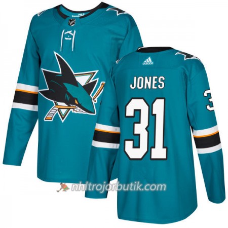 Män Ishockey San Jose Sharks Tröja Martin Jones 31 Adidas 2017-2018 Teal Authentic